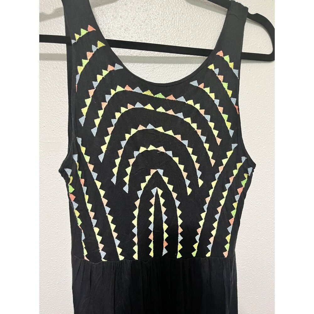 Olive + Oak Dress Maxi Black with Embroidery on Bodice Womans M - Picture 3 of 8